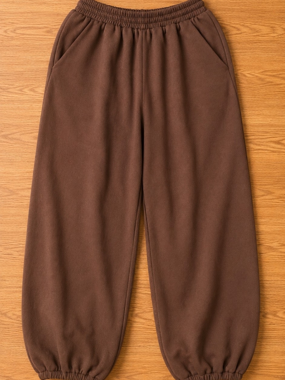 Cozy Elastic Waist Brown Sweatpants
